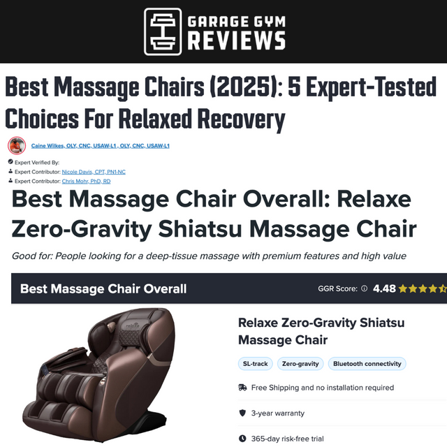 Relaxe Zero-Gravity Shiatsu Massage Chair With Heating (SL-Track) (EU)