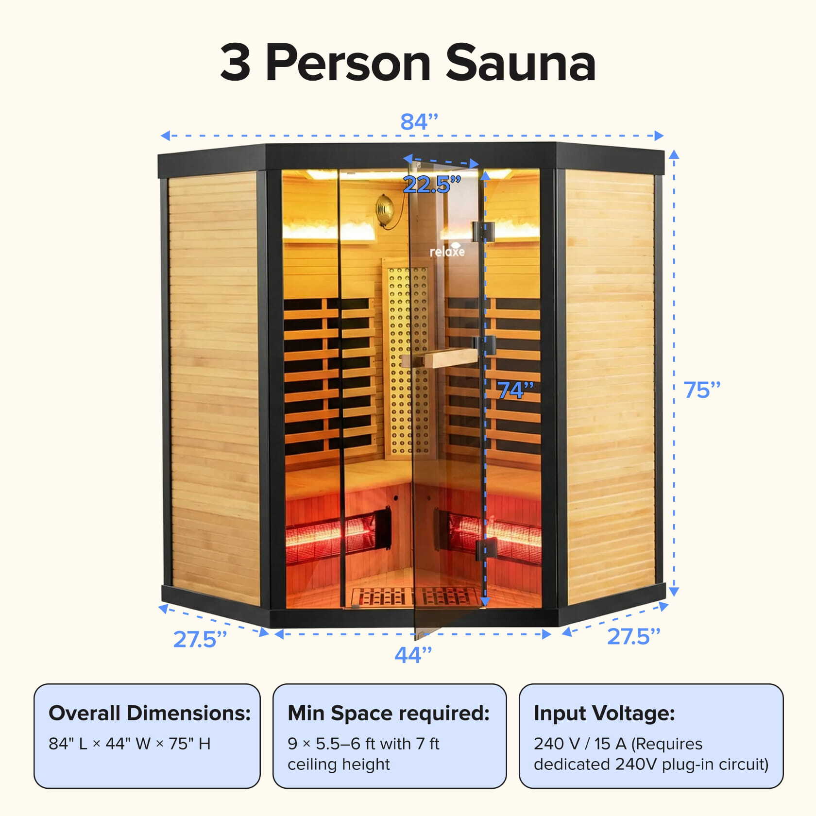 Relaxe Caldera™ Full Spectrum Infrared Sauna With Red Light Therapy Panel