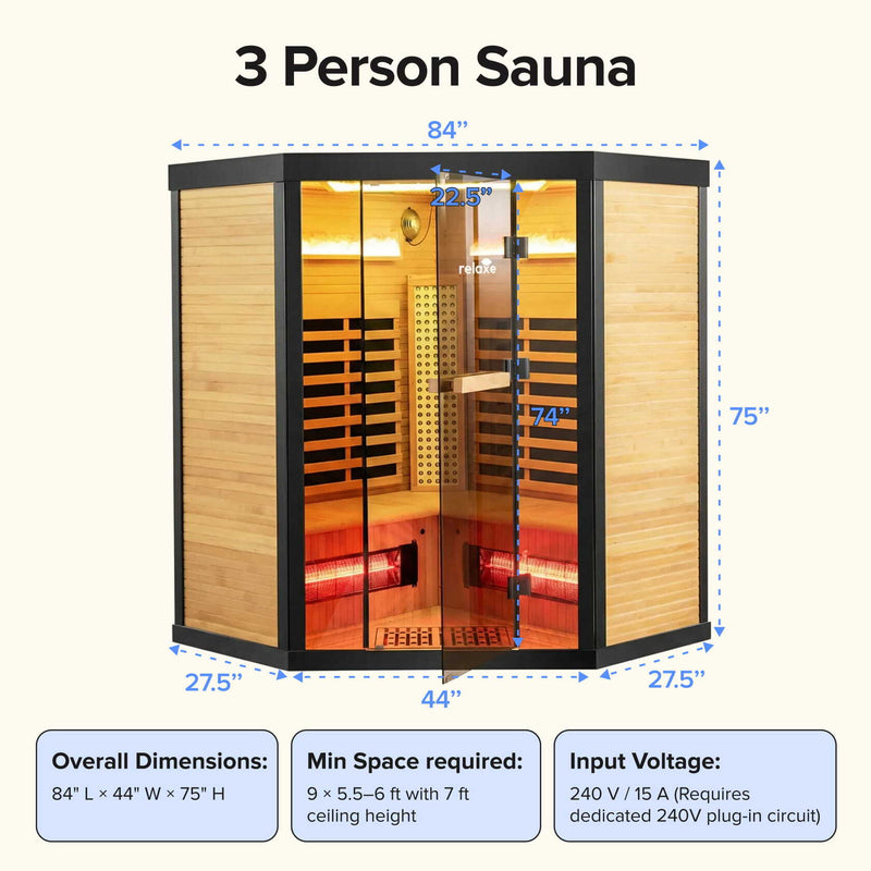 Relaxe Caldera™ Full Spectrum Infrared Sauna With Red Light Therapy Panel