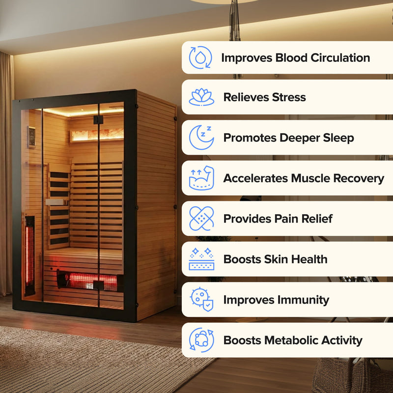 Relaxe Caldera™ Full Spectrum Infrared Sauna With Red Light Therapy Panel